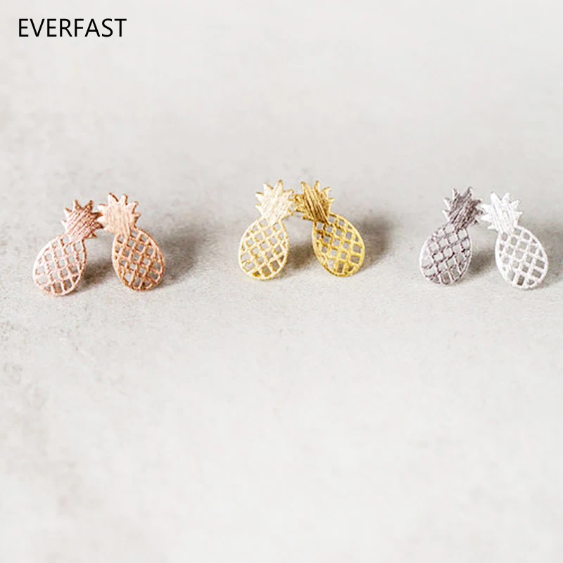 Everfast 1 пара хит продаж сережки в виде ананасов шпильки медный материал серебро