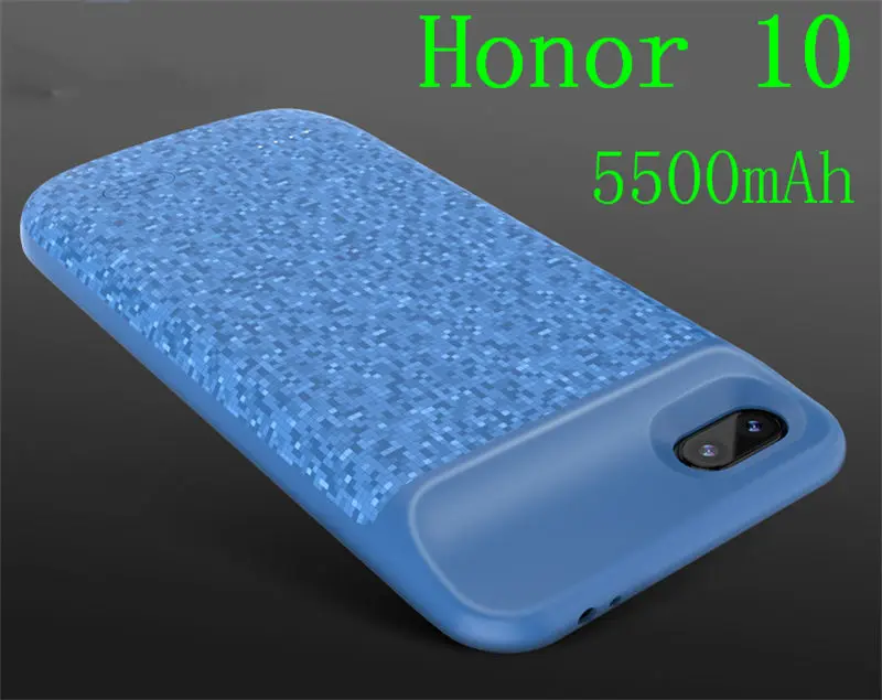 Силиконовый противоударный чехол для зарядного устройства для huawei P20 Lite Nova 3e Honor 10 8 9 чехол s Зарядка задняя крышка Внешний аккумулятор - Цвет: Honor10-Blue