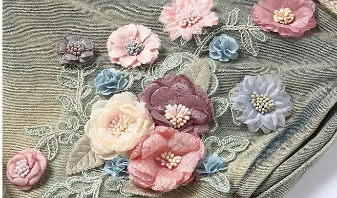 Summer Spring Casual Women Ripped Hole Tassel Appliques Embroidery Denim Shorts Skirts Female Woman Distressed Jeans | Женская одежда