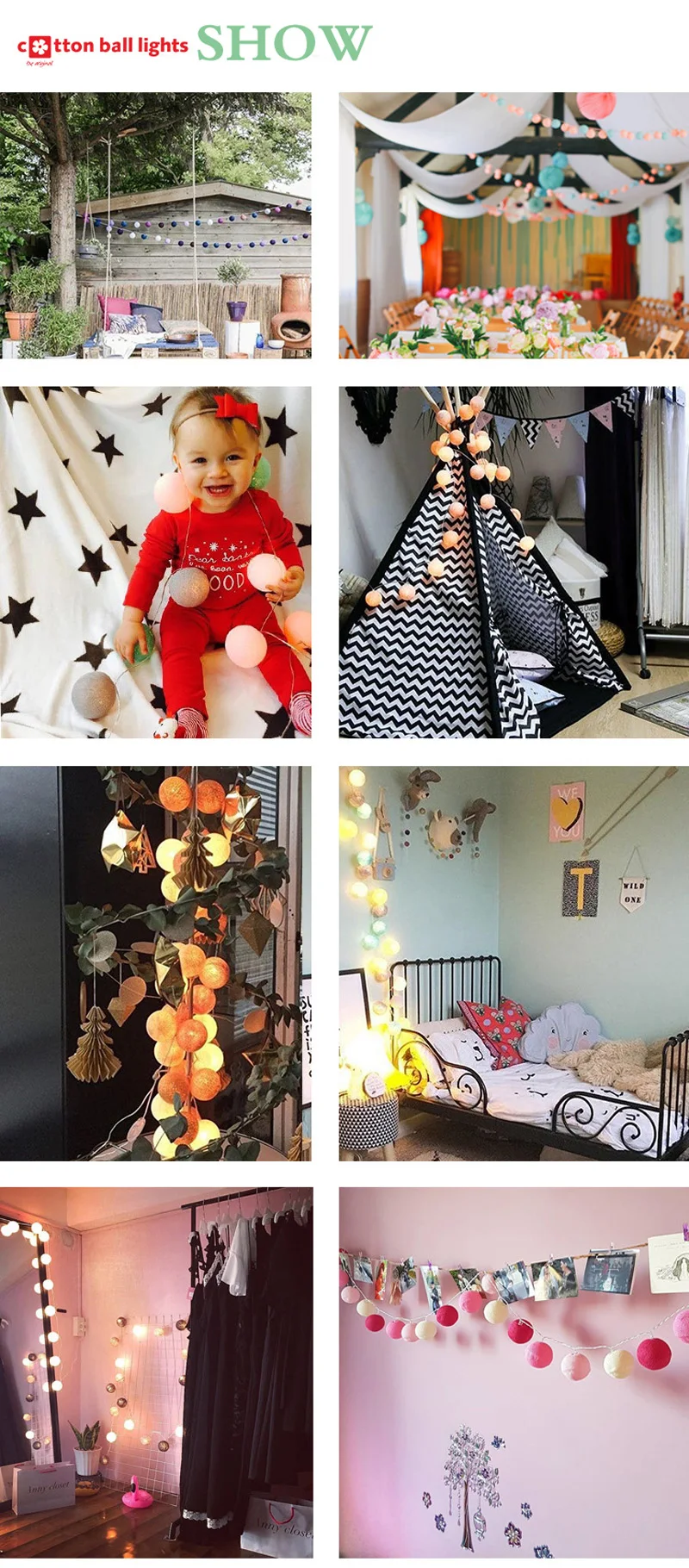 

3M 4M 5M 10M AC&Battery Powered 110/220V LED Cotton Ball String Fairy Lights Christmas Garland Holiday Light guirlande lumineuse