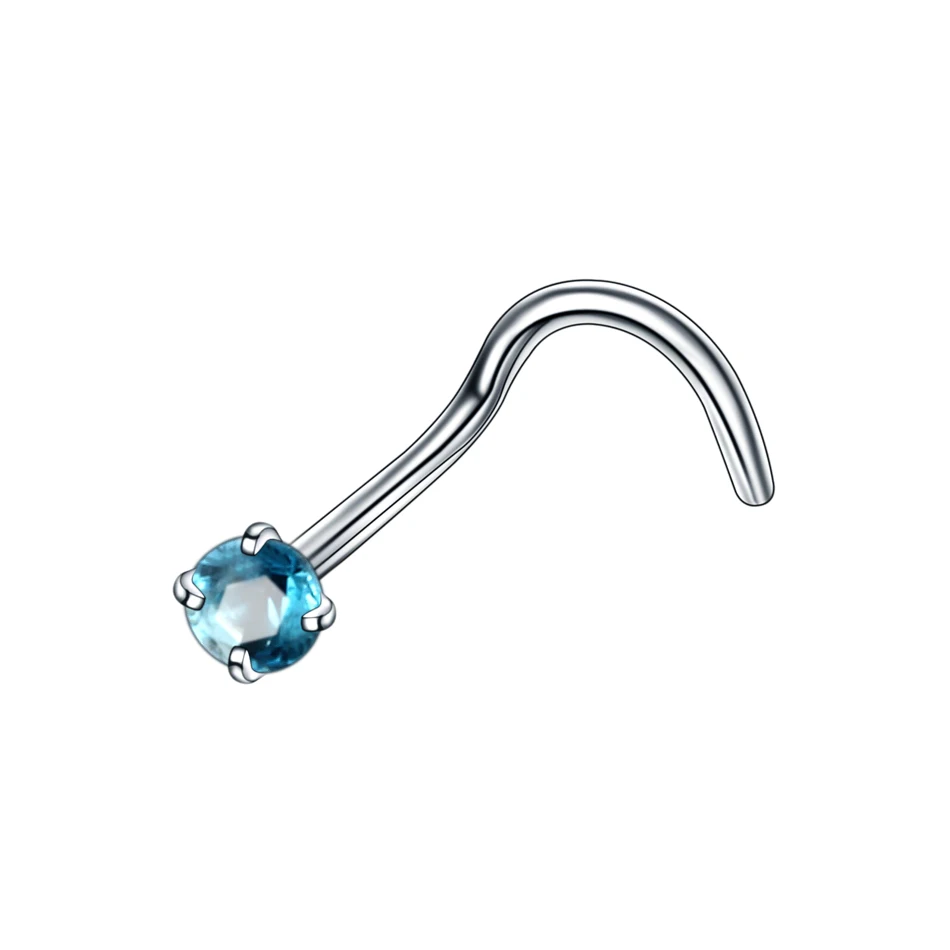Silve v Aqua Gem 1 шт., стальное зубчатое кольцо для пирсинга носа, Золотое кольцо для пирсинга носа, ноздри, серьги для пирсинга, ювелирные изделия, фиксатор 20 г - Окраска металла: Silve v Aqua Gem