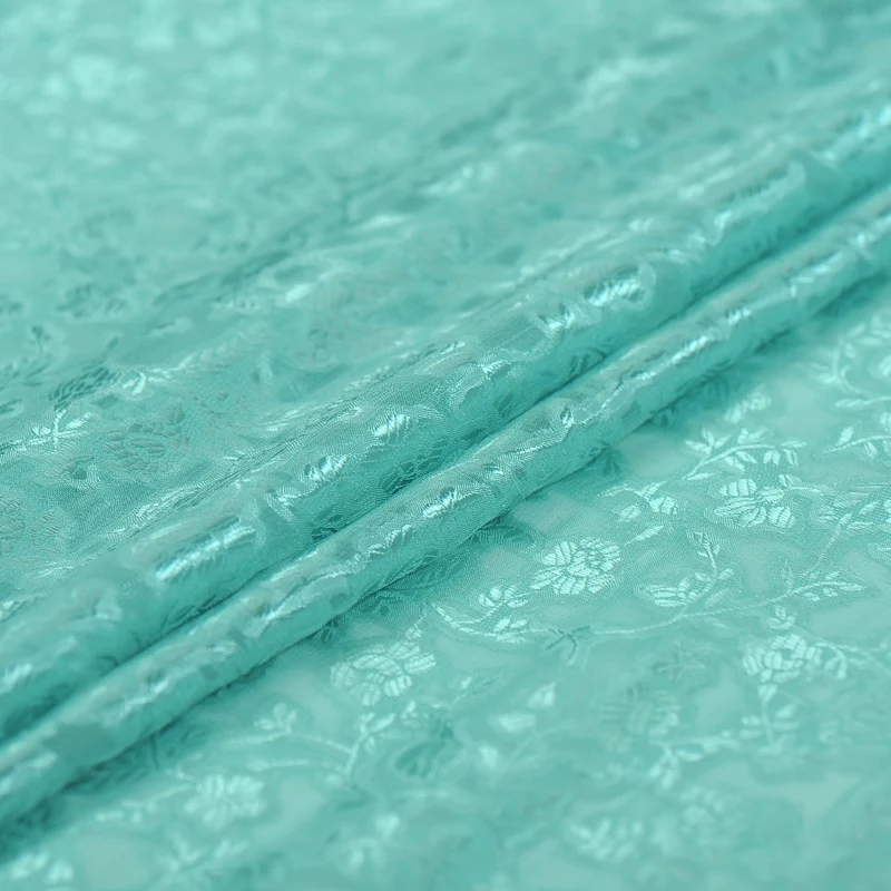 114CM Wide 16MM Jacquard Water Green White Silk Cotton Fabric for Blouse Dress Cheongsam Pants Shirt J028 | Дом и сад