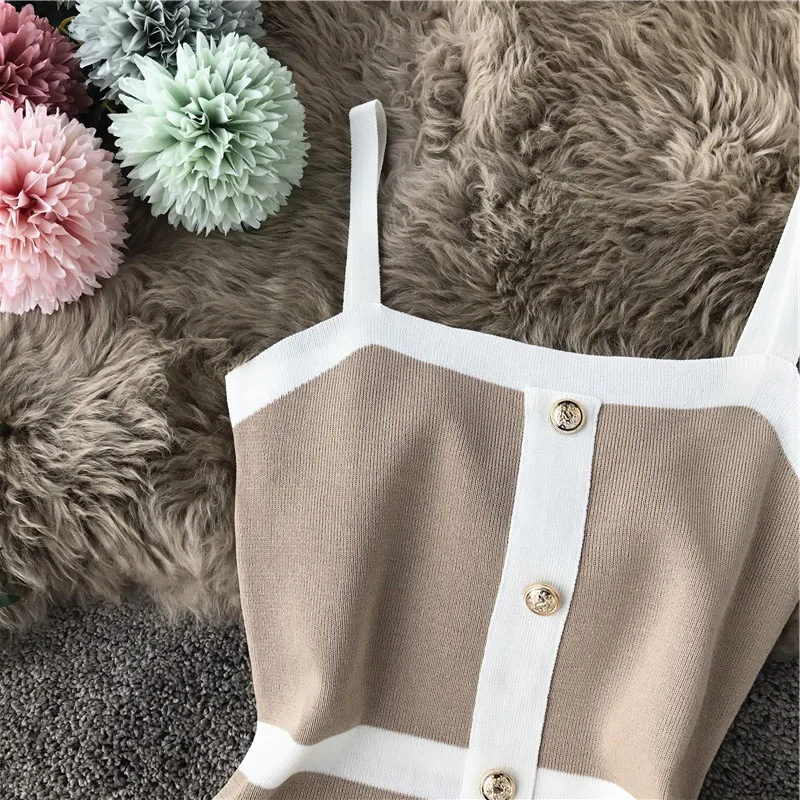 ALPHALMODA облегающее трикотажное платье на бретелях в цветную полоску, однобортное, на пуговицах, женские вечерние, сексуальные, облегающее, вязаное платье