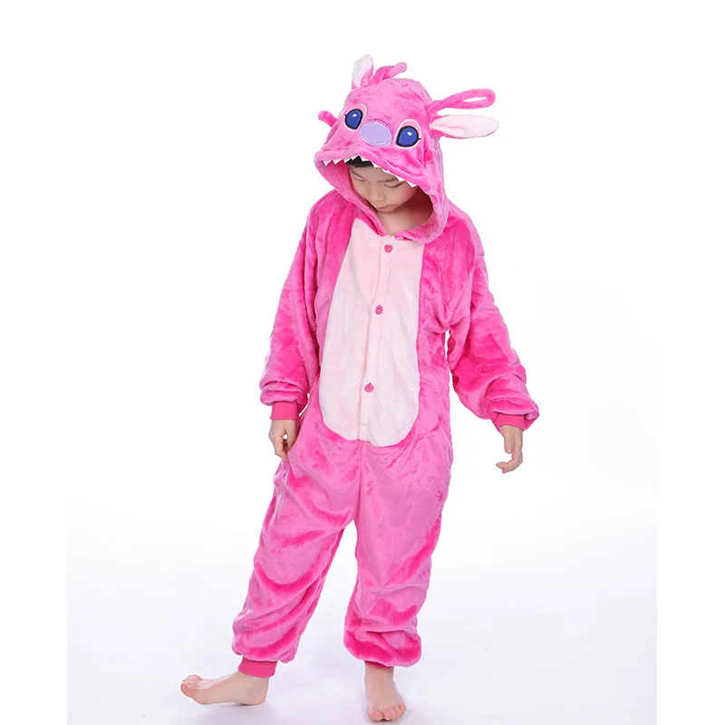 Комплект детских пижам kigurumi с рисунками животных для мальчиков и девочек; пижамы для костюмированной вечеринки с единорогом для детей; комбинезон с капюшоном; зимняя одежда для сна
