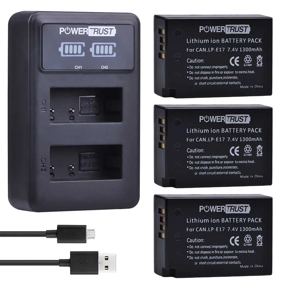 4x1300 мА/ч, LP-E17 LPE17 LP E17 Li-Ion Батарея+ светодиодный USB двойной Зарядное устройство для цифровой однообъективной зеркальной камеры Canon EOS M3 M5 M6 Rebel T6i T6s T7i 750D 760D 8000D 800D - Цвет: 3Battery and Charger