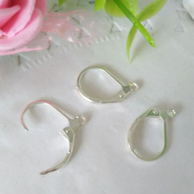 

100pcs/lot Gold/Silver Color 16mm Blank "D" Shape French Earrings Cabochon Setting Earring Cameo Tray Base for Earrings Jewelry