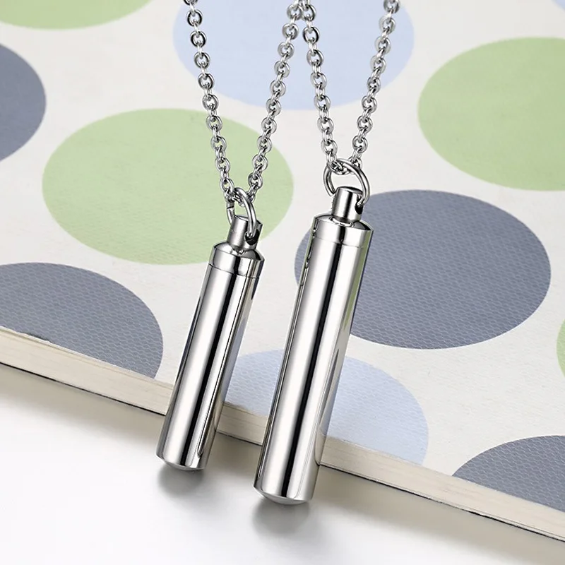 

Fashion 2 Size Couple Perfume Bottle Silver Color Pendants Necklaces For Women Charm Men Necklace Lover's Jewelry Wholesale