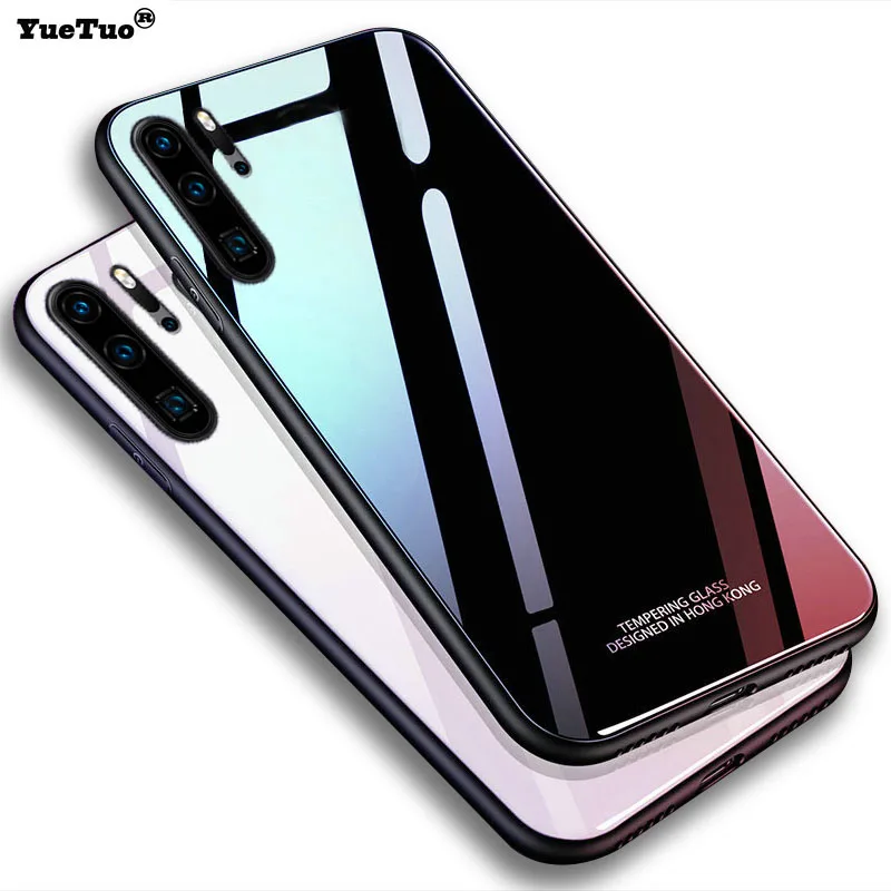 Yuetuo роскошный зеркальный чехол из твердого стекла для huawei p30 lite pro p30pro p30lite p 30 силиконовый Жесткий чехол для телефона