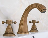 bathroom faucet 3 hole double handle antique brass basin sink mixer tap widespread bathroom basin faucet zan068
