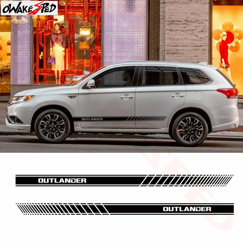 Автомобильная наклейка s для Mitsubishi Outlander стильная Автомобильная боковая юбка декоративная наклейка виниловая наклейка в полоску аксессуары для укладки наклейки