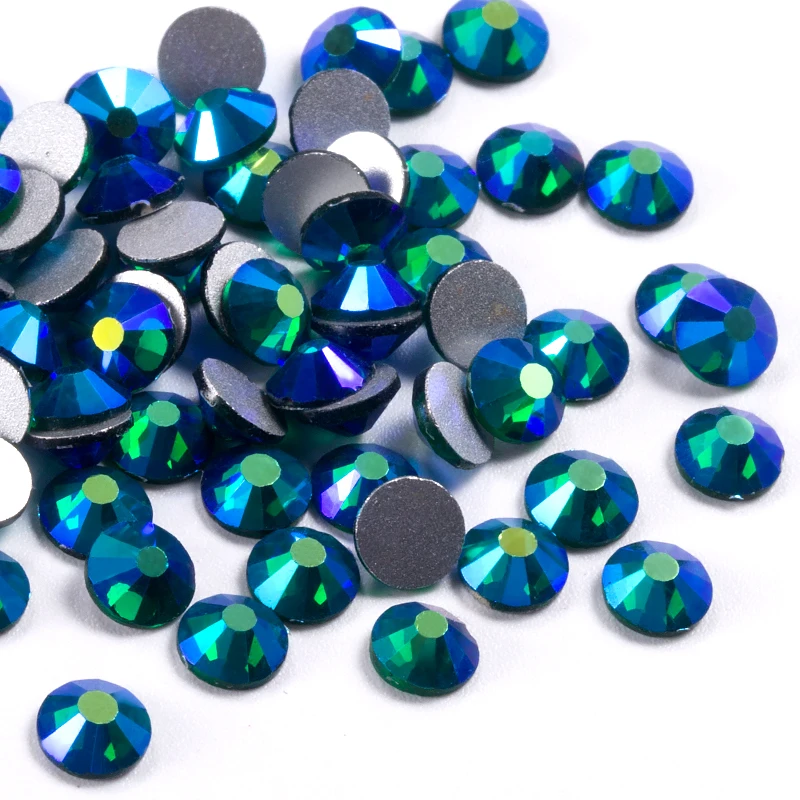 Зеленый Малахит AB с плоской задней частью Стразы не требующие горячего крепления