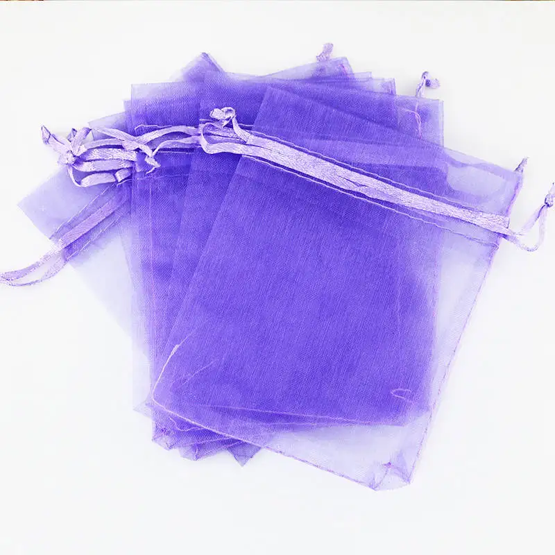 Фиолетовые сумки из органзы на шнурке 11x16 см 100 шт./лот подарочные мешочки для