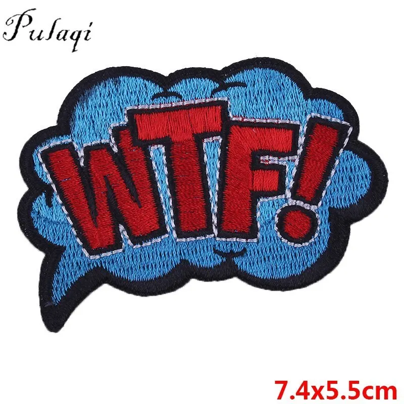 Pulaqi нашивка с буквами WOW Opps WTF железные нашивки для одежды вышитые наклейки нашивки для шитья одежды джинсовая аппликация H - Цвет: Purple