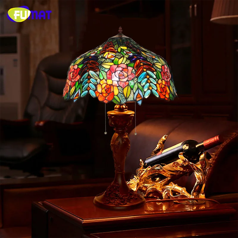 Витражная настольная лампа FUMAT креативный стеклянный светильник с розовым