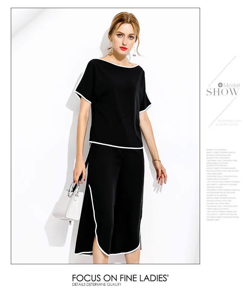 New2017Summer женский шифоновый комплект одежды костюм двойка с вырезом лодочкой