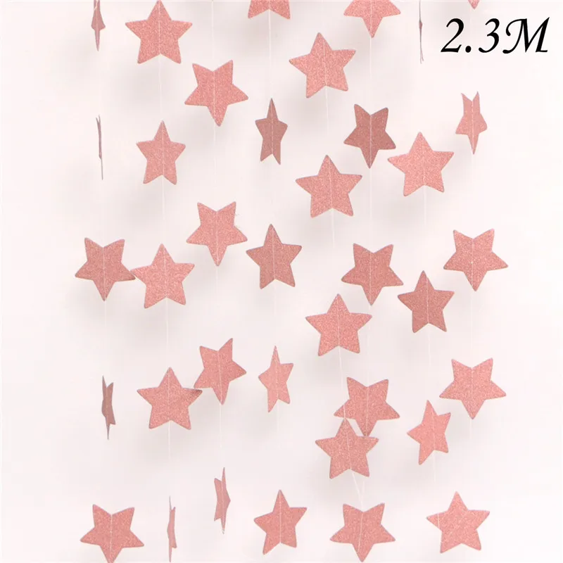rose gold star Бумажная гирлянда звезда круглая форма облака струнные баннеры красочные Баннеры Висячие бумажные на день рождения вечеринки свадьбы украшения дома - Цвет: rose gold star