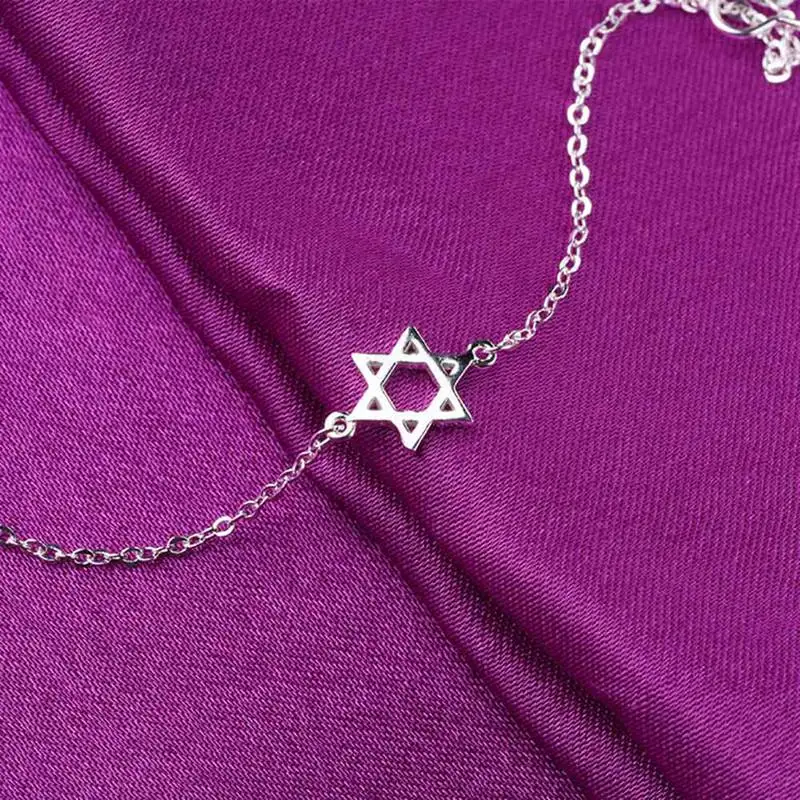 Simple Silver Gold Six-Pointed Star Bracelet For Women Fashion Hollow Geometric Metal Hexagonal Pendant | Украшения и аксессуары