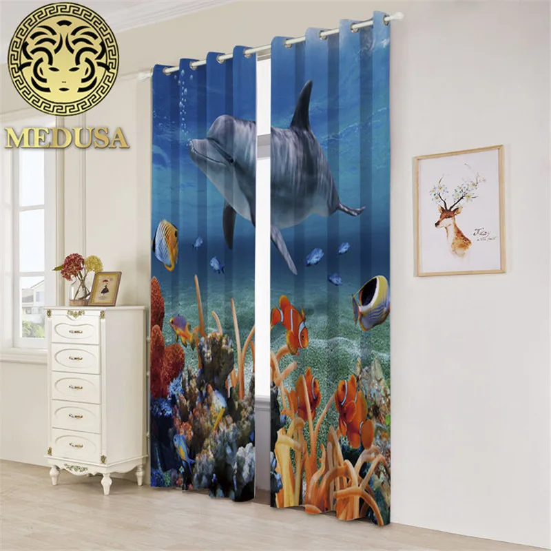 Медуза Дельфин 3d втулка Топ теплоизолированные затемненные оконные шторы 2