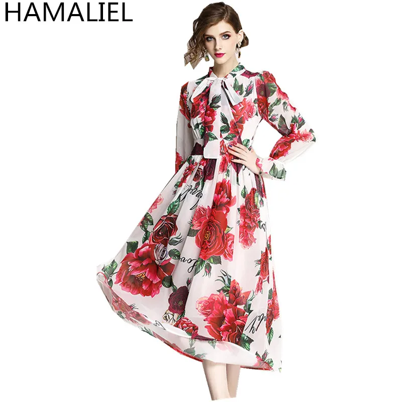 Женское шифоновое платье с цветочным принтом HAMALIEL подиумное длинным