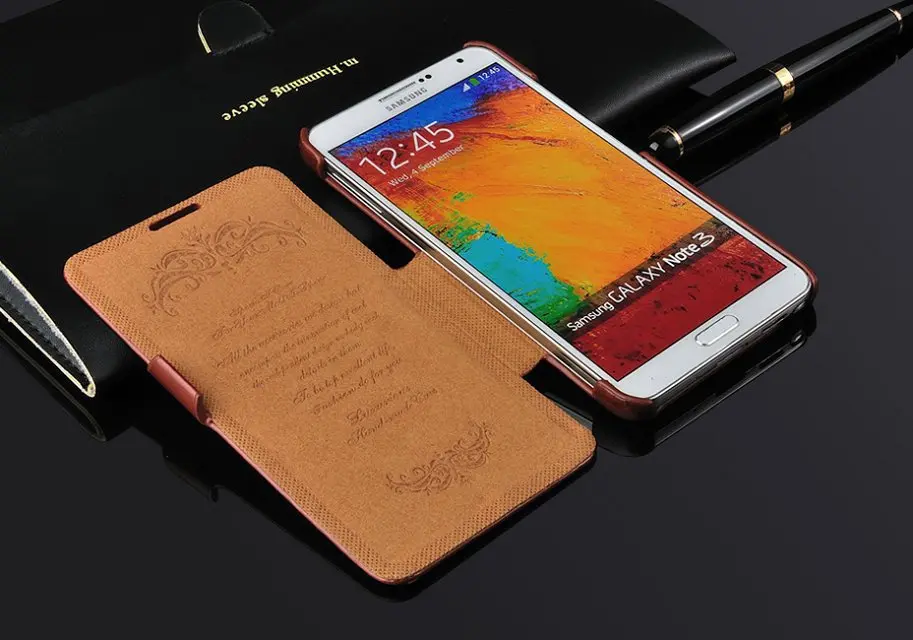 Классический чехол-книжка из 100% натуральной кожи для samsung Galaxy Note3