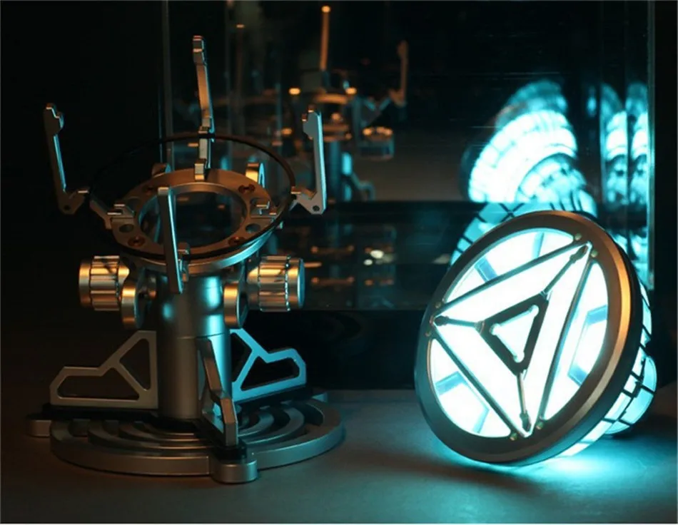 Легенда 1:1 масштаб Мстители Endgame Ironman Superheros Аниме Железный человек Arc реактор со светодиодный светильник ПВХ фигурка игрушки куклы