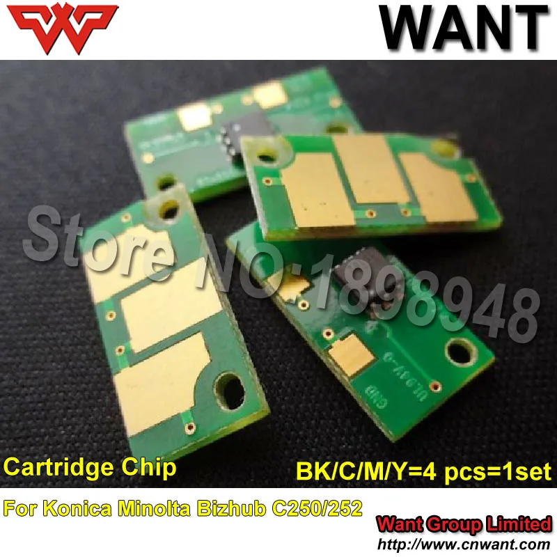Free shipping C250 C252 Chip Laser Printer toner for Konica Minolta Bizhub C250/252 Toner chip BK/C/M/Y 4PCS | Компьютеры и офис