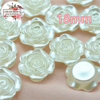 50pcslot 18mm ivory flower pearl beads abs resin flatback simulated pearl beads jewelry crafts no hole