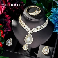 hibride big luxury design gold color women bridal jewelry set dress necklace earring jewelry set for party gits n 883