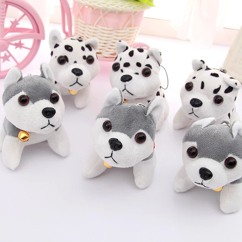 

New Fashion 3D Cute Bell Husky Dog Plush Toy Keychain Woman Bag Charms Car Key Ring Chain Man Trinket Jewelry Wedding Party Gift