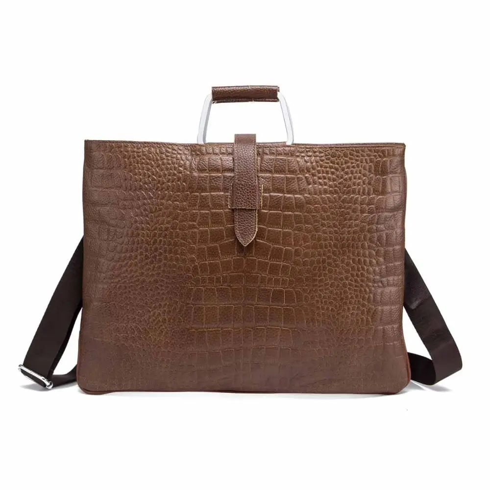 brown Кожаный модный дизайн мужской портфель бизнес 1" чехол для ноутбука Attache сумка портфель 3091 - Цвет: brown