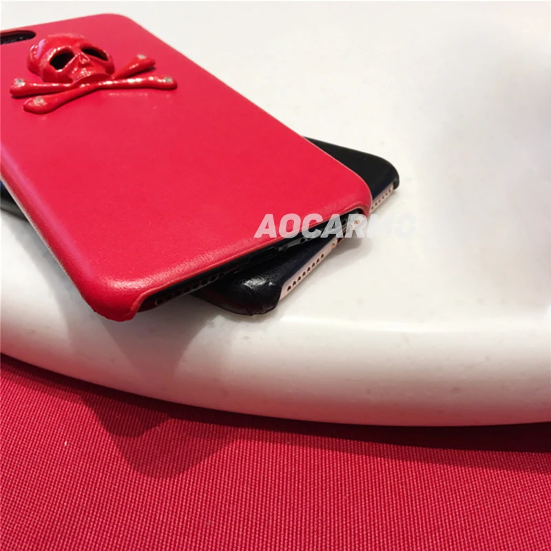 Aocarmo 3d тисненый череп ретро кожаный чехол для задней панели телефона iPhone 6 6S 7 7Plus 8