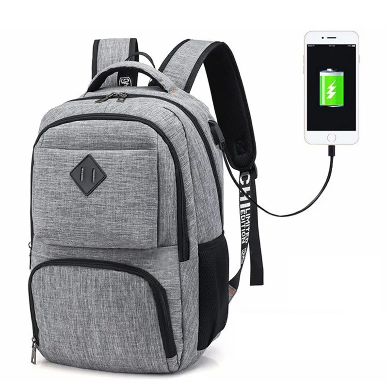 

USB Charging Backpack Oxford Men's Women Backpacks 15 inches Laptop School Bag For Teenagers Large Capacity Travel Back Pack