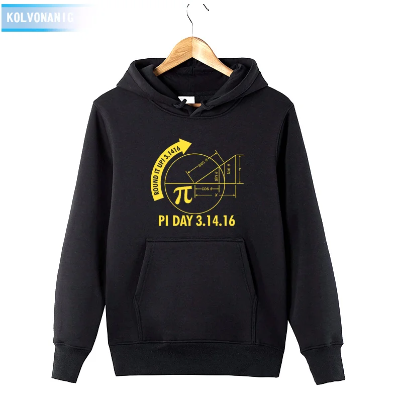 

KOLVONANIG 2018 Men's Winter Dress Funny Round It Up Math Graphic Printed Hoodies Sweatshirt Hoody Unisex With Hat Pullover Tops