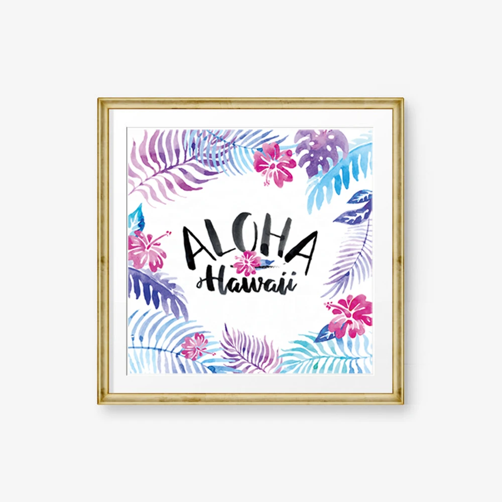 Hawaii Style Canvas Print Painting Poster Abstract Tropic Leaves Flower Wall Picture for Home Decoration Frameless Decor | Дом и сад