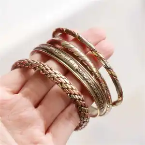 Индийские ювелирные изделия красная медь обернутые открытый манжеты тонкие браслеты для девочек BB-218