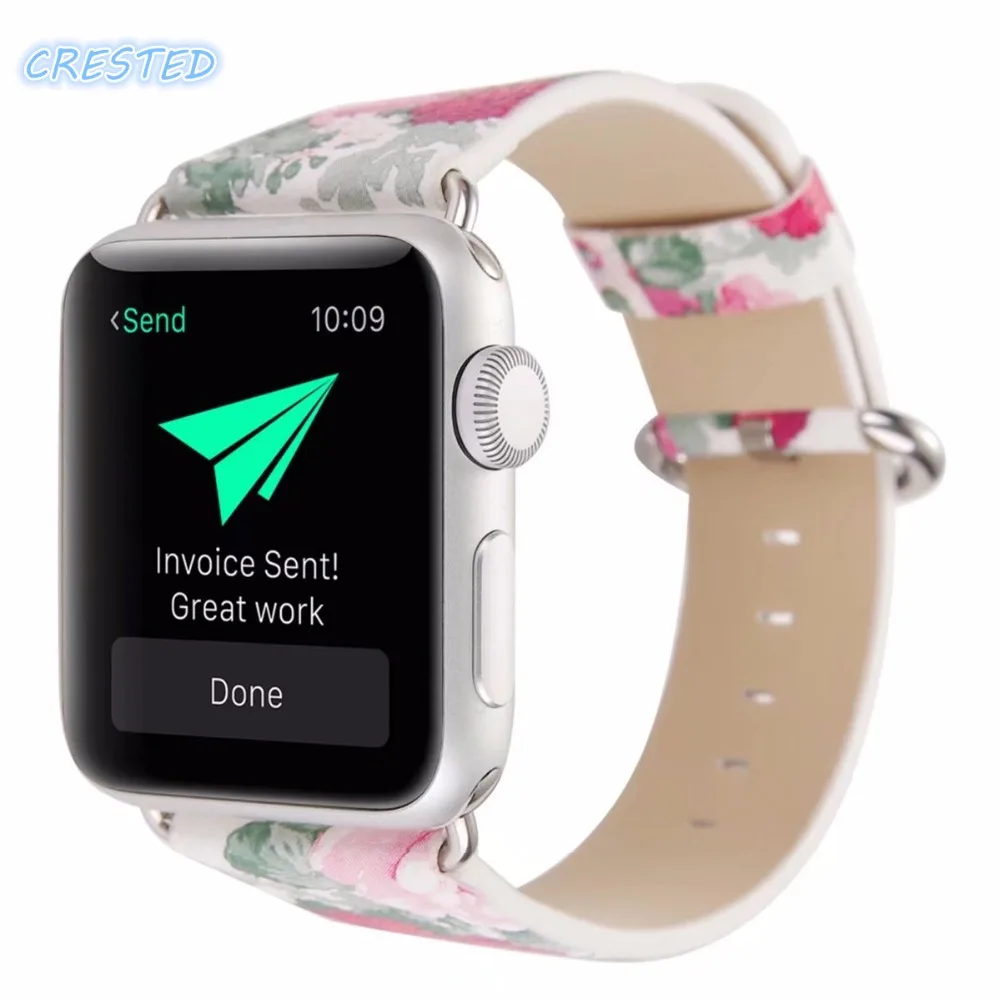 Кожаный ремешок для Apple Watch 38 мм/40 мм iwatch 4/3 42 44 браслет с цветочным принтом дизайн