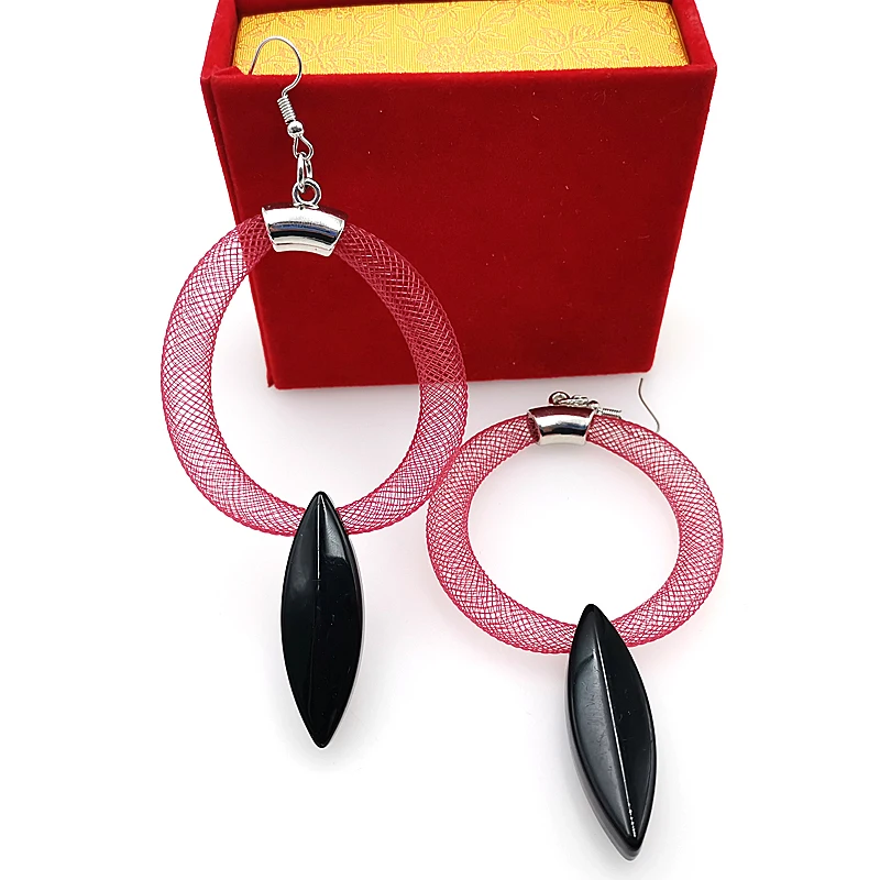 YD&ampYDBZ Red Lace Round Big Circle Earrings Women Tree Leaf Drop Pendant Jewelry Punk Style Girl Gift Birthday Earring | Украшения и