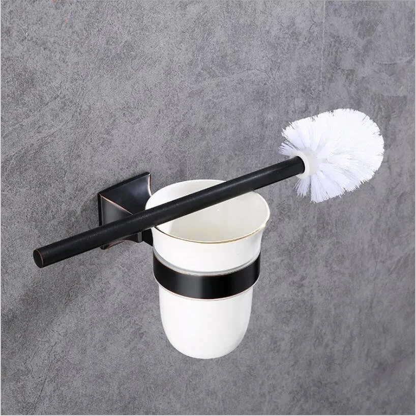 toilet brush holder Набор аксессуаров для ванной комнаты, держатель для туалетной щетки с черным маслом, держатель для бумаги, полотенцесушитель, ПОЛОТЕНЦЕДЕРЖАТЕЛЬ для ванной комнаты Аппаратный набор - Цвет: toilet brush holder