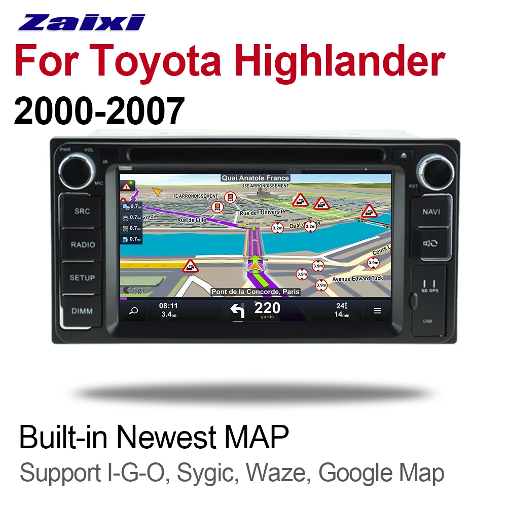 Автомобильный dvd-плеер на основе Android для Toyota Highlander 2000 2001 2002 2003 2004 2005 2006 2007 мультимедиа gps навигационная карта Автомагнитола