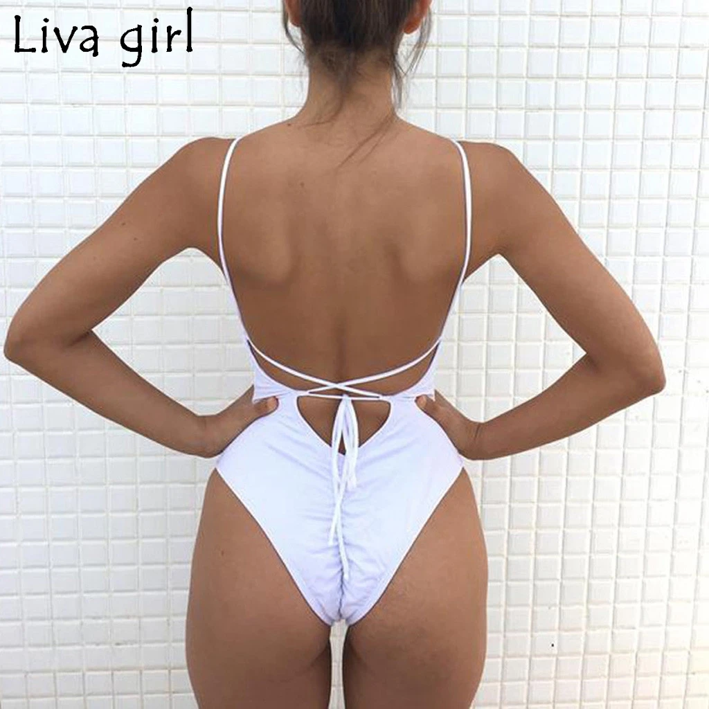 Liva girl, сексуальные цельные костюмы, новинка, женские одноцветные стринги, открытая спина, купальник, горячий набор, пляжный Монокини, купальный костюм, бикини, XL