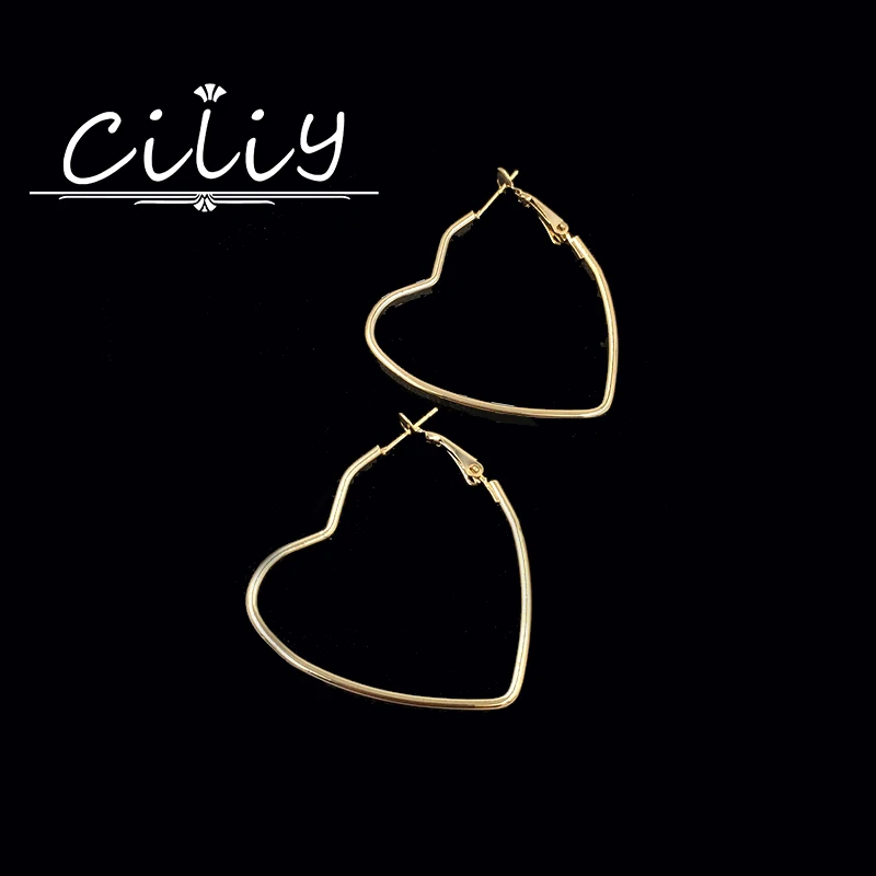 Женские серьги кольца Ciliy винтажные с большим сердцем для девочек|earrings hoops|hoop
