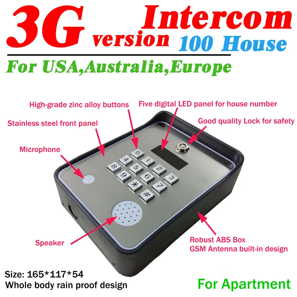 Dc12v Потребляемая мощность 3g и GSM аудио домофон для открывания двери беспроводной