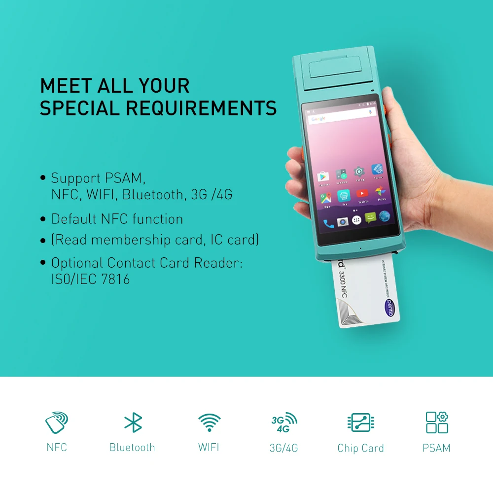 IssyzonePOS Термопринтер для получения этикеток 58 мм ручной КПК NFC PSAM Bluetooth Wi-Fi POS принтер 2D штрих-код терминал данных