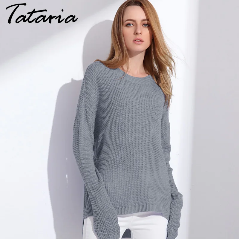 Tataria Winter Sweater Women Plus Size Women's Sweaters And Pullovers Knitted Long Sleeve Off Shoulder For Pull | Женская одежда