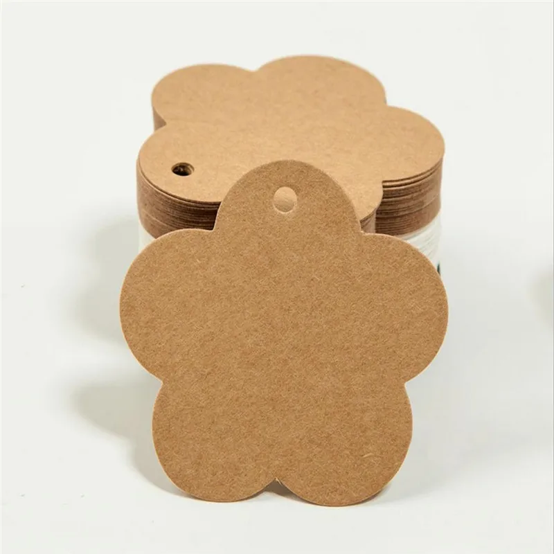 100 шт. ярлыки из крафт-бумаги в виде цветов Рождественская открытка белая черная