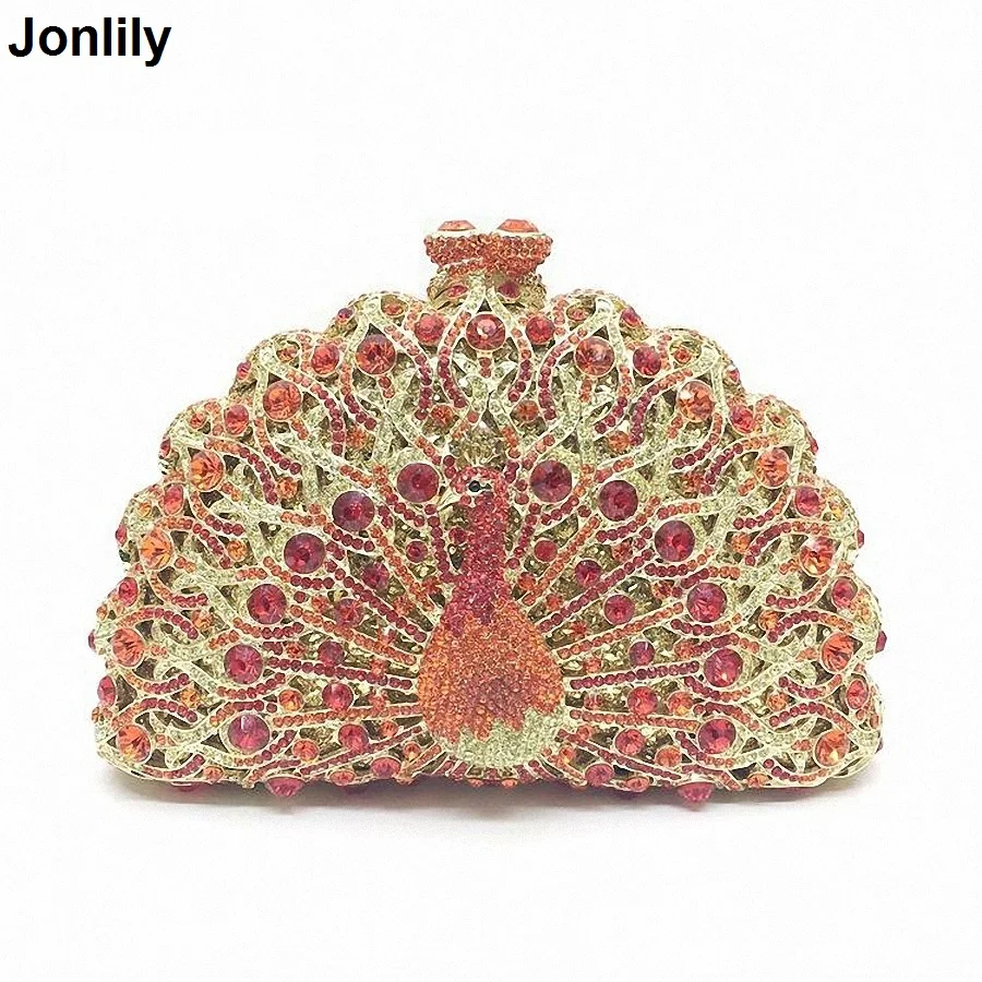 

New Design Peacock Shape Evening Bag Crystal Luxury Clutch Bag Created Diamond Ladies Handbags Party Purse Wedding Bag