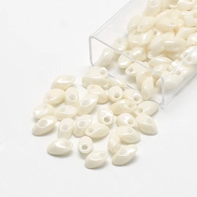 Luster Cream Pearl 1 коробка 7x4 мм MiYuki японский бисер, длинные бусы Magatama непрозрачные матовые с серебряной нитью, бледно-палевого цвета, блеск, отверстия: 1 мм; около 80 шт./кор - Цвет: Luster Cream Pearl