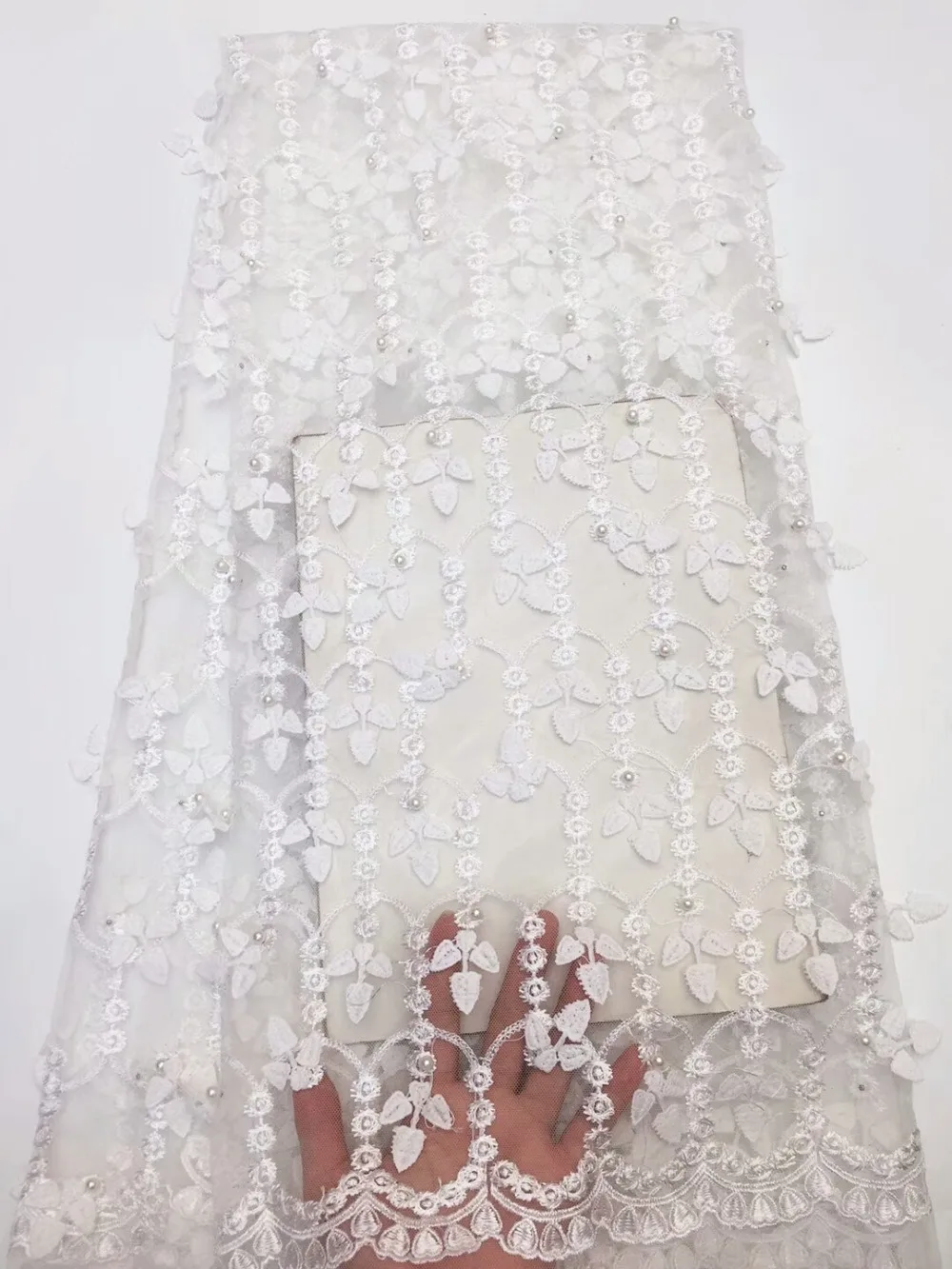 New Arrivals French Lace Fabrics Lilac 2018 African Tulle Fabric High Quality Heavy Polyester Beaded Material ffz115 | Дом и сад