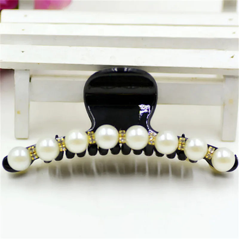 

NEW Emulational Pearl Plastic Hair Claws For Women Clamp Resin Hairpins Crystal Rhinestone Hair Clip Hair Crab Hair Styling Tool