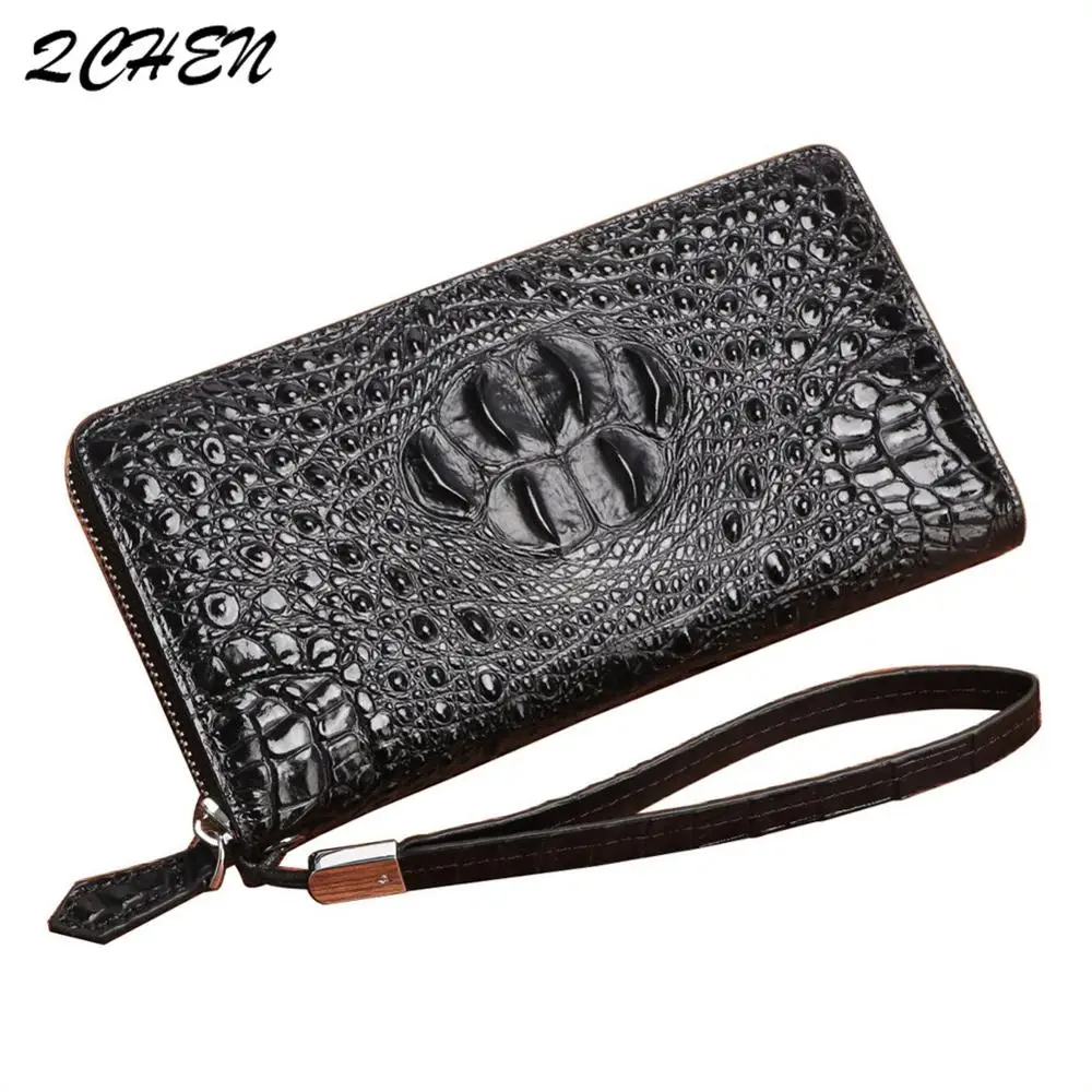 Men's wallet Thai crocodile leather wallet men's long handbag female leather wrist bag zipper wallet clutch Europe America 004